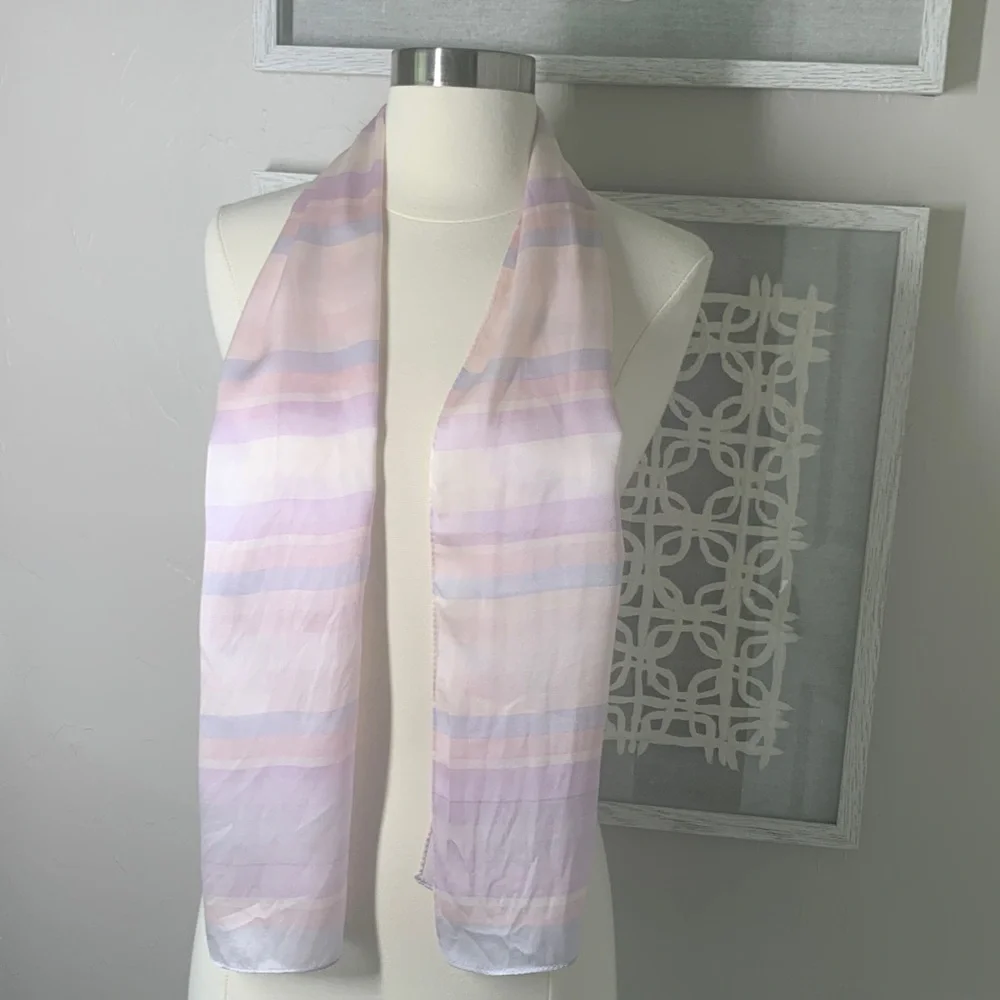 Liz Claiborne vintage silk scarf pastel stripes